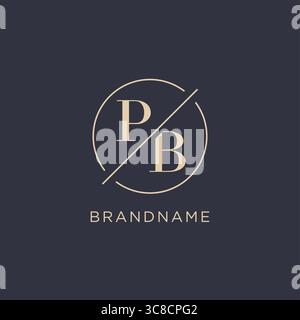 Lettera iniziale logo PB con linea circolare semplice look elegante logo monogramma grafica vettoriale Illustrazione Vettoriale