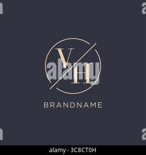 Lettera iniziale logo VH con linea circolare semplice look elegante logo monogramma grafica vettoriale Illustrazione Vettoriale