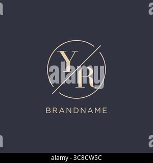 Logo YR con lettera iniziale e semplice linea circolare look elegante logo monogramma grafica vettoriale Illustrazione Vettoriale