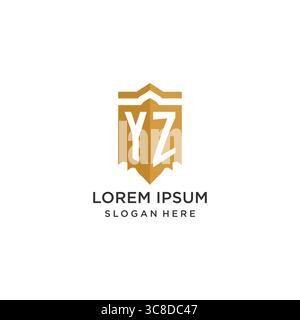 Logo YZ Monogram con scudo geometrico, elegante design originale con logo grafico vettoriale Illustrazione Vettoriale