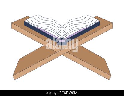 Apri Corano sull'oggetto cartoni animati 2D del supporto Rehal Illustrazione Vettoriale