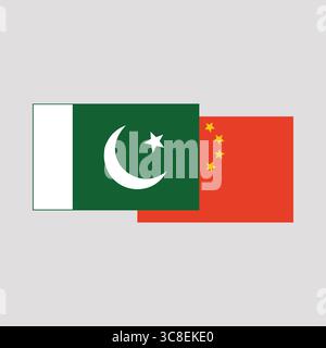 "Bandiere dell'amicizia: Pakistan e Cina" Illustrazione Vettoriale
