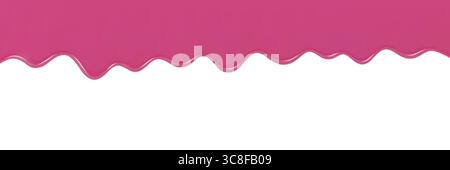 Glassa di lamponi o gelato fuso. Gocce di liquido rosa che creano un contrasto artistico su uno sfondo bianco. Backgro vettoriale realistico 3D. Illustrazione Vettoriale