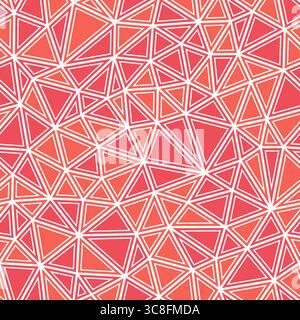 Ripetizione geometrica. Dimensioni compatte del triangolo. Forme solide nei telai. Stile a più colori. Modello ripetibile. Bellissime tessere vettoriali. Crimson Blaze. Illustrazione Vettoriale