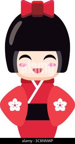 Icona kokeshi giapponese. Vettore Illustrazione Vettoriale