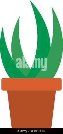 Aloe vera in pentola di argilla. Vettore Illustrazione Vettoriale