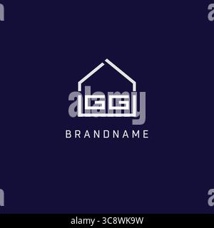 Lettera iniziale GG Roof Real Estate logo design Ideas grafica vettoriale Illustrazione Vettoriale