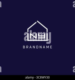 Lettera iniziale del logo immobiliare del tetto di New York grafica vettoriale delle idee di design Illustrazione Vettoriale