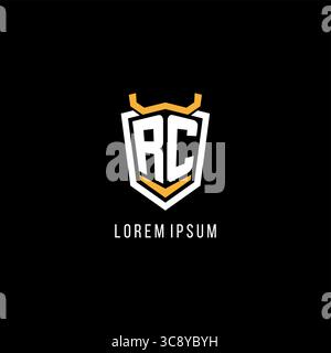 Logo iniziale di esport con scudo geometrico RC, design monogramma, grafica vettoriale Illustrazione Vettoriale