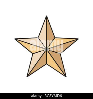 Icona a stella a cinque punte. Forma poligonale dorata. Vettoriale decorativo per le feste. Premiare il simbolo di gloria. Illustrazione Vettoriale
