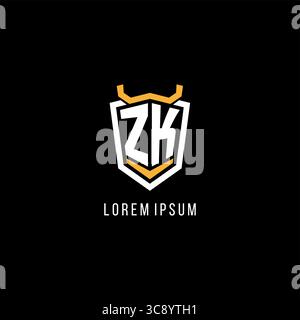 Logo iniziale ZK con scudo geometrico e logo monogramma, grafica vettoriale in stile Illustrazione Vettoriale