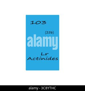 Illustrazione dell'elemento chimico. Simbolo attinio LR. Vettore elemento tavola periodica. Illustrazione numero 103. Illustrazione Vettoriale