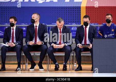 18 febbraio 2021, Barcellona, Spagna: Sarunas Jasikevicius del FC Barcelona durante la partita di EuroLeague tra FC Barcelona e Zalgiris Kaunas al Palau Blaugrana di Barcellona, Spagna. (Immagine di credito: © Gerard Franco/DAX tramite filo ZUMA) Foto Stock