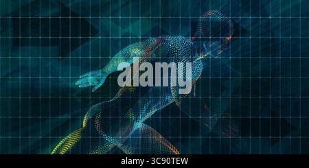 Il corpo umano visualizzazione digitale in esecuzione tecnica di marcia avanti Foto Stock