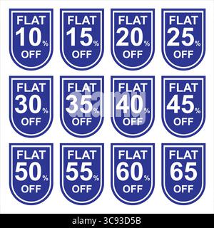 Etichette e banner con sconto fisso – Design vettoriale modificabile Illustrazione Vettoriale