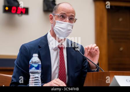 18 marzo 2021, Washington, District of Columbia, USA: Il Commissario della Federal Trade Commission Noah Phillips appare davanti a un comitato della camera sulla giustizia | sottocomitato sulla legge antitrust, commerciale e amministrativa udienza â€œReviving concorrenza parte 3: Rafforzare le leggi per affrontare il monopolio powerÂ€ nel Rayburn House Office Building a Washington DC, giovedì 18 marzo 2021. Credito: Rod Lamkey / CNP (immagine di credito: © Rod Lamkey - CNP/CNP tramite filo ZUMA) Foto Stock