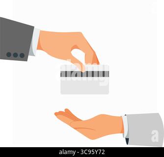 Consegna della carta di credito - trasferimento di denaro da abilitare - illustrazione delle scorte come file EPS 10 Illustrazione Vettoriale