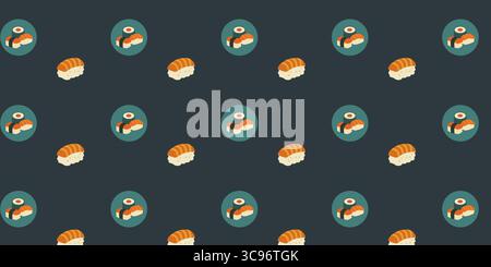 Sushi colorato su sfondo scuro Illustrazione Vettoriale