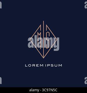Logo Monogram MS con logo in stile rombo di lusso e moderno, grafica vettoriale Illustrazione Vettoriale