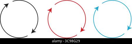 Set di icone delle frecce circolari. Frecce circolari diverse su sfondo trasparente, set di icone colorate diverse, aggiornamento, ripetizione, illustrazione vettoriale. Illustrazione Vettoriale