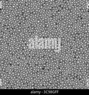 Sfondo astratto con forme triangolari a mosaico. Forme solide arrotondate nei telai. Piccoli triangoli. Stile bianco e nero. Modello ripetibile. Illustrazione Vettoriale