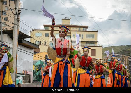 3 gennaio 2023, pasto, Narino, Colombia: Diversi artisti si riuniscono in questo secondo giorno di carnevale per eseguire la canzone della Terra nel Carnevale dei Bianchi e Bianchi. Pasto, NariÃ±o, 3 gennaio 2023. (Immagine di credito: © Elizabeth Palchucan / Vwpics/VW Pics via ZUMA Press Wire) Foto Stock