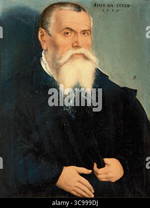 Ritratto di Lucas Cranach il Vecchio di 77 anni di Lucas Cranach il giovane. c. 1550. Foto Stock