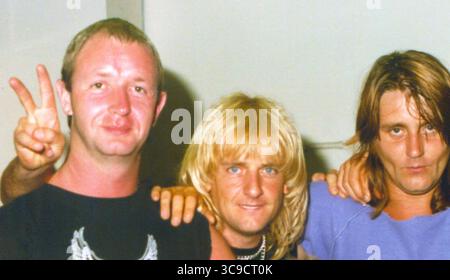 Lakeland, Florida, Stati Uniti: JUDAS PRIEST-ROB HALFORD, KK DOWNING- con UFO-PAUL CHAPMAN backstage prima di esibirsi durante il loro ''Metal Conqueror: Tour - Lakeland Civic Center - 3 luglio 1984 (Credit Image: © Christopher Helton via ZUMA Press Wire) Foto Stock