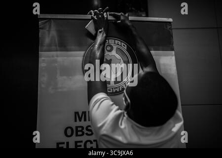 20 ottobre 2020, Conakry, Guinea: Il discorso della missione commissionata dalla Comunità economica degli Stati dell'Africa occidentale per le elezioni presidenziali in Guinea Conakry presso l'hotel kaloum di Conakry. (Immagine di credito: © Sadak Souici/ZUMA Press Wire) Foto Stock