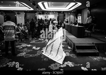 20 ottobre 2020, Conakry, Guinea: Il discorso della missione commissionata dalla Comunità economica degli Stati dell'Africa occidentale per le elezioni presidenziali in Guinea Conakry presso l'hotel kaloum di Conakry. (Immagine di credito: © Sadak Souici/ZUMA Press Wire) Foto Stock