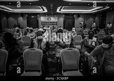 20 ottobre 2020, Conakry, Guinea: Il discorso della missione commissionata dalla Comunità economica degli Stati dell'Africa occidentale per le elezioni presidenziali in Guinea Conakry presso l'hotel kaloum di Conakry. (Immagine di credito: © Sadak Souici/ZUMA Press Wire) Foto Stock