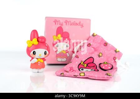 Figura giocattolo My Melody di Sanrio – Galles, Regno Unito – 28 luglio 2025 Foto Stock