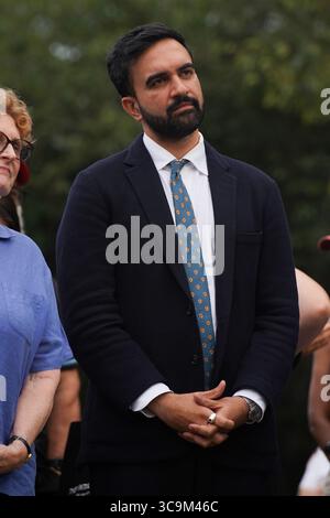 Brooklyn, Stati Uniti. 5 agosto 2025. Zohran Mamdani durante il 78° Precinct's National Night Out a Brooklyn martedì 5 agosto 2025 a New York. Foto di Derek French/UPI credito: UPI/Alamy Live News Foto Stock