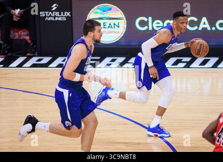 27 marzo 2023, Los Angeles, California, USA: Russell Westbrook #0 dei Los Angeles Clippers durante la loro partita NBA contro i Chicago Bulls lunedì 27 marzo 2023 al Crypto.com Arena di Los Angeles, California. JAVIER ROJAS/PI (immagine di credito: © Prensa Internacional via ZUMA Press Wire) Foto Stock