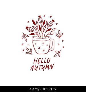Accogliente clipart autunnale disegnato a mano Illustrazione Vettoriale