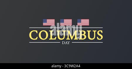 Buon Columbus Day con nave e bandiera americana Illustrazione Vettoriale