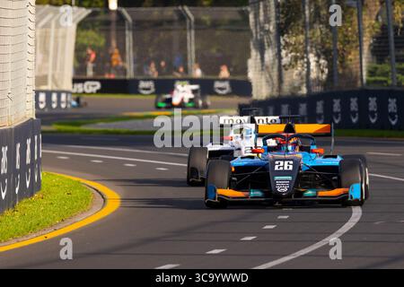 31 marzo 2023, Melbourne, Victoria, Australia: Nikita Bedrin dell'Italia guida la Jenzer Motorsport (26) F3 durante le prove al Gran Premio d'Australia di Formula 1 sul circuito Albert Park Grand Prix il 31 marzo 2023. (Immagine di credito: © George Hitchens/SOPA Images via ZUMA Press Wire) Foto Stock