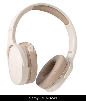 Moderne cuffie wireless isolate su sfondo bianco Foto Stock