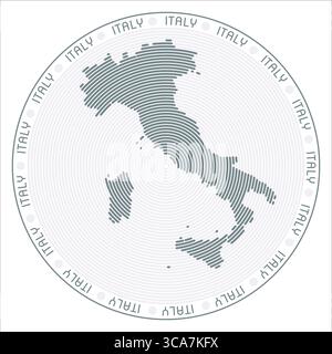 Design con logo rotondo in Italia. Costruzione di anelli a forma di paese. Testo dell'Italia in tutto il paese. Illustrazione vettoriale. Illustrazione Vettoriale