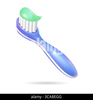 Uno spazzolino blu vibrante è ricoperto da un dentifricio verde fresco, pronto per la cura dentale personale e le routine di igiene orale Illustrazione Vettoriale