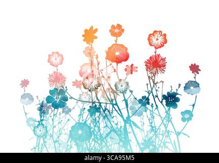 fiore astratto colorato. Arcobaleno astratto floreale. disegnato a mano. Non ai, illustrazione vettoriale Illustrazione Vettoriale