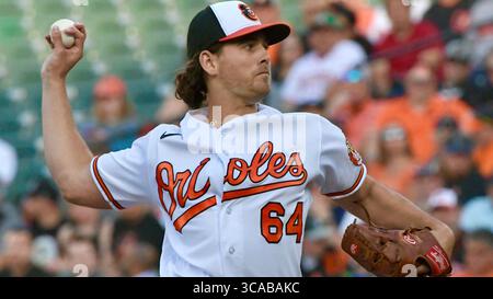 10 maggio 2023: Il lanciatore titolare dei Baltimore Orioles Dean Kremer lanciò sei inning senza punti contro i Tampa Bay Rays, consentendo solo quattro valide e due passeggiate mentre ne colpiva quattro, a Camden Yards all'Oriole Park mercoledì 10 maggio 2023, a Baltimora. (Immagine di credito: © Amy Davis/Baltimore Sun tramite ZUMA Press Wire) Foto Stock