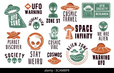 Set di logo UFO Illustrazione Vettoriale