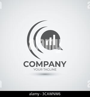 Modello di design del logo Creative Chat e del grafico degli investimenti Illustrazione Vettoriale