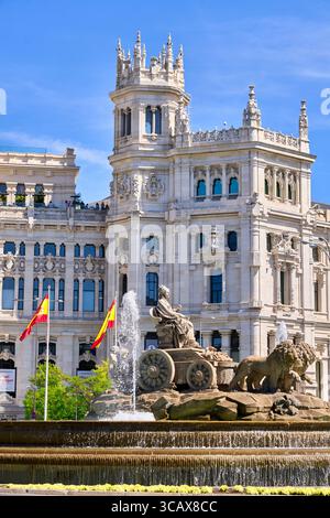 Cibeles Fountain, Madrid City Council, Cibeles Square, Madrid, Spagna Foto Stock