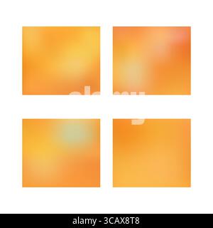 Set di gradienti quadrati arancio-giallo morbidi e morbidi. Delicati colori autunnali adatti per design e sfondi morbidi. Illustrazione Vettoriale