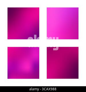 Set di sfondi quadrati sfumati fucsia e magenta con transizioni morbide. Ideale per progetti digitali creativi. Illustrazione Vettoriale