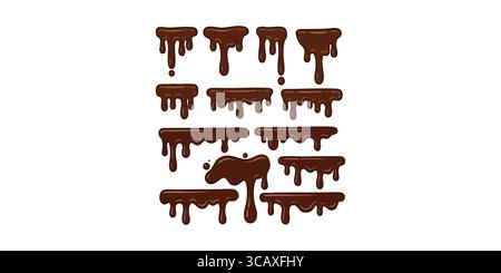 Vettore gocce di cioccolato fuso per menu di dessert e progettazione di confezioni Illustrazione Vettoriale