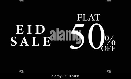 Sconto fisso EID del 50% – offerte speciali per i clienti. Big Eid offre un elegante sfondo nero, perfetto per le promozioni natalizie. Illustrazione Vettoriale