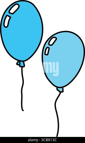 Due palloncini blu galleggianti per celebrare un'occasione di festa Illustrazione Vettoriale